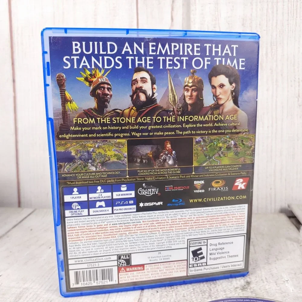 Sid Meier's Civilization VI PS4 PlayStation 4 Game Disc Case&Art Booklet TESTED